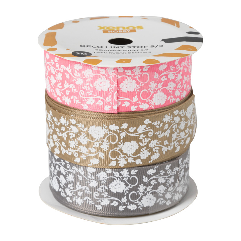 Lint stof bloemen - set van 3 - 100 cm
