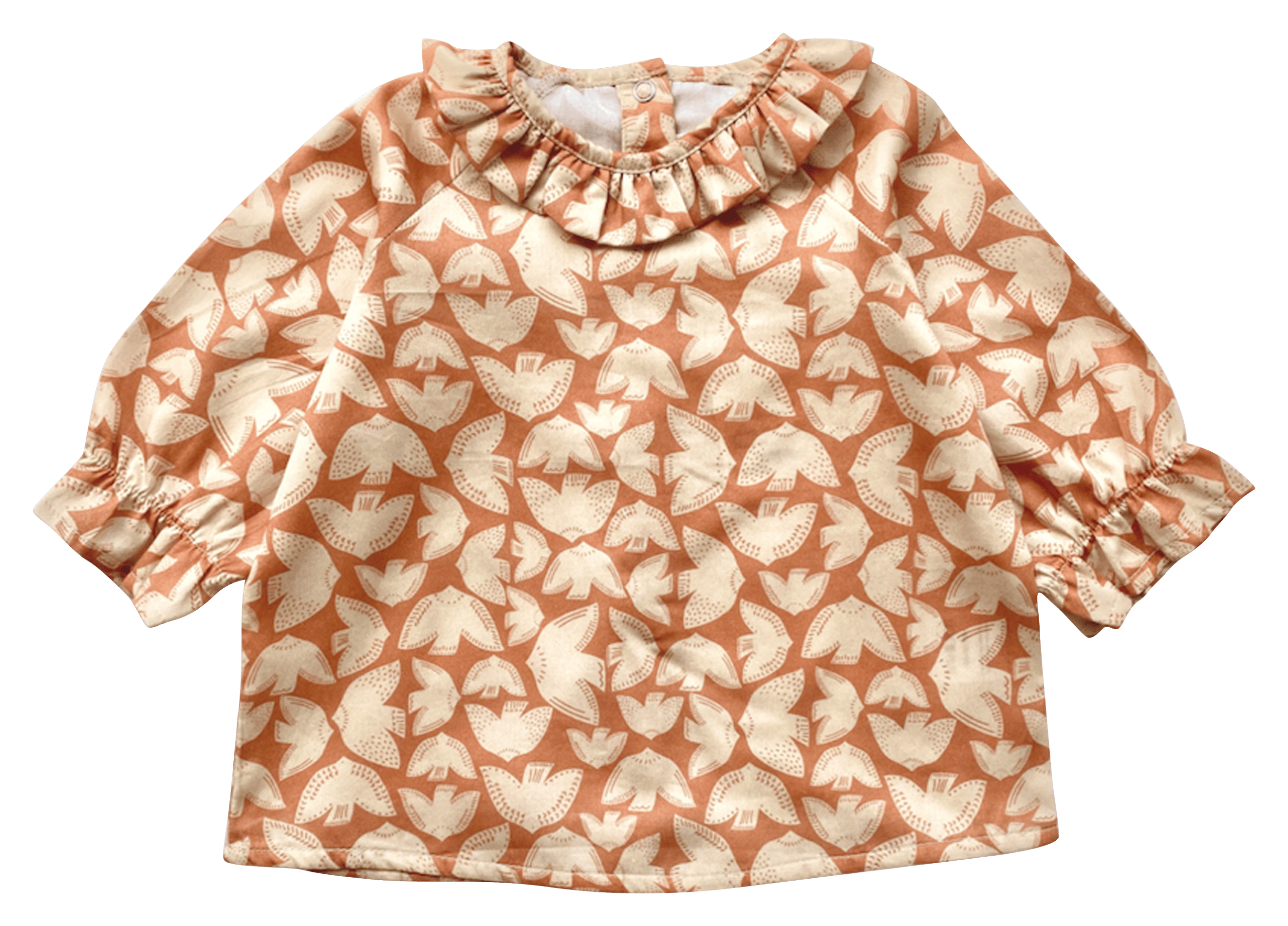 NEHA - Blouse col collerette imprimé en coton | Beige