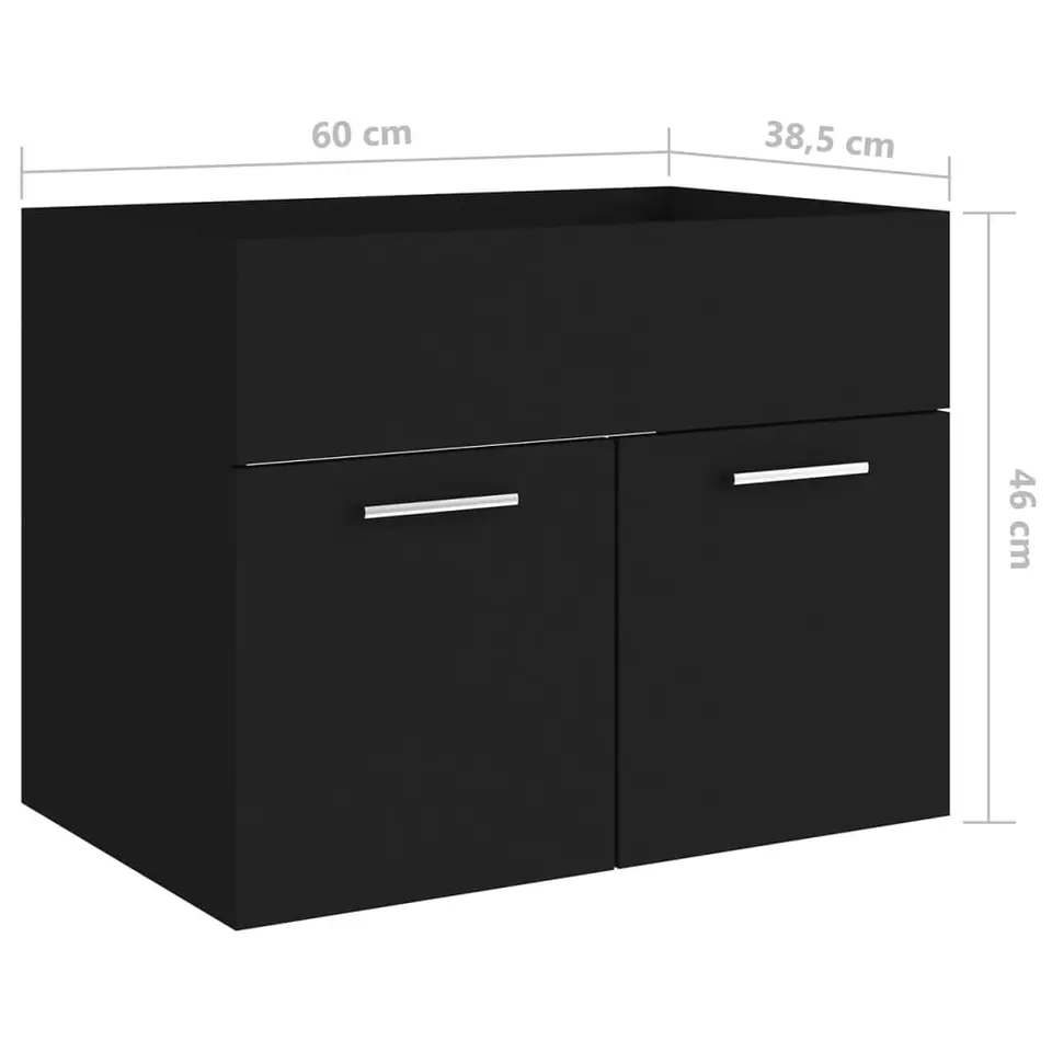 vidaXL - Wastafelkast En Wastafel - Zwart - Bewerkt hout - 60 x 38.5 x 46 cm