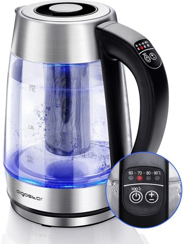 Aigostar Cris 30OSU - Glazen Waterkoker - 1,7L - LED - 2200W