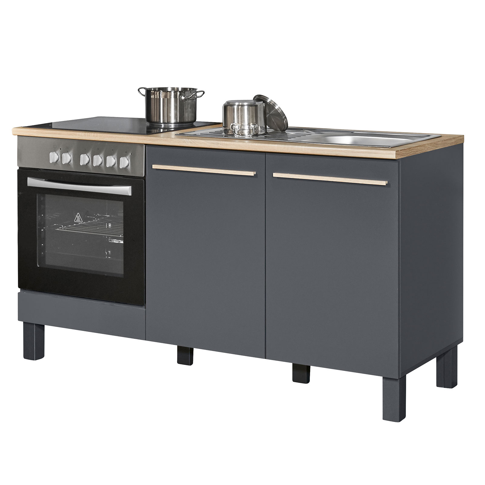 Küchenblock - anthrazit - Sonoma Eiche - 160 cm