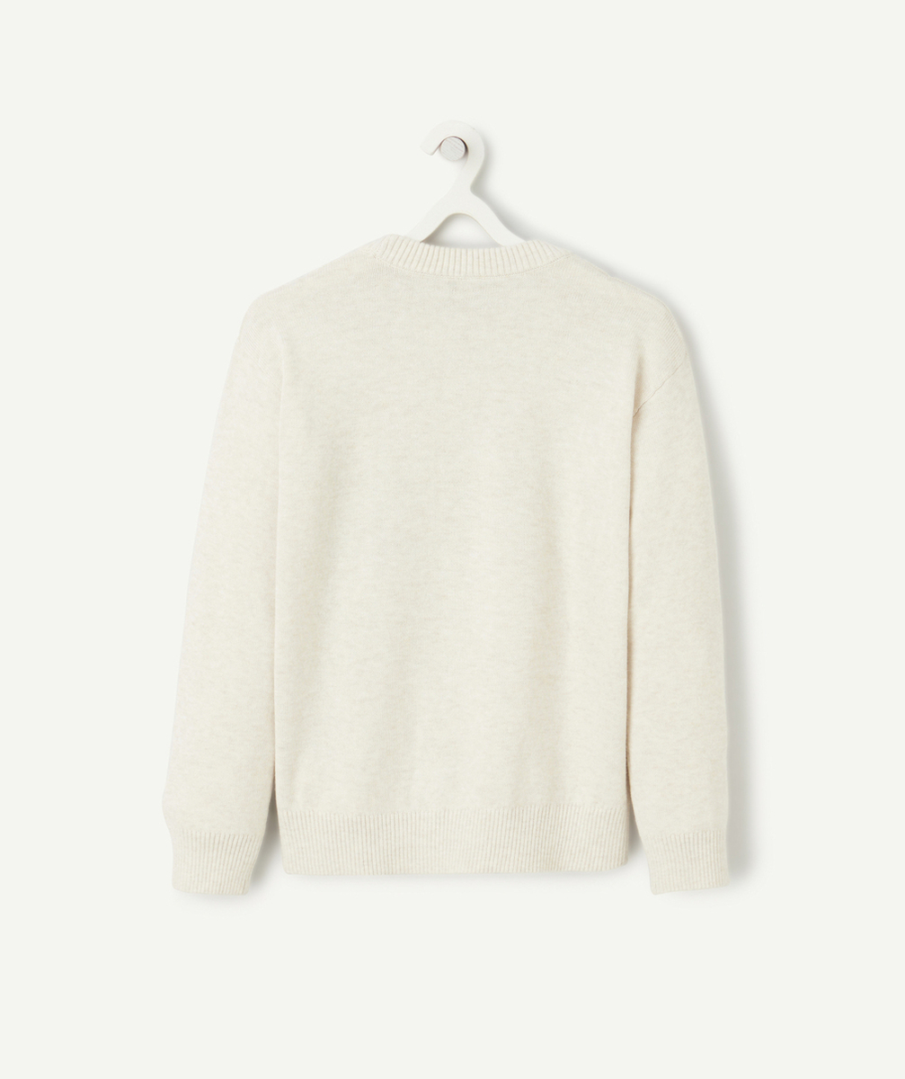 pull manches longues garçon en coton bio écru thème ciao