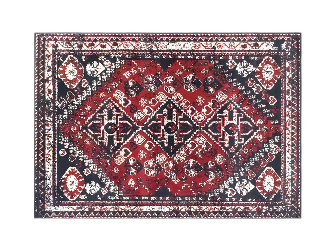 Tapis oriental vintage - 160 x 230 cm - Rouge et noir - SYLHET