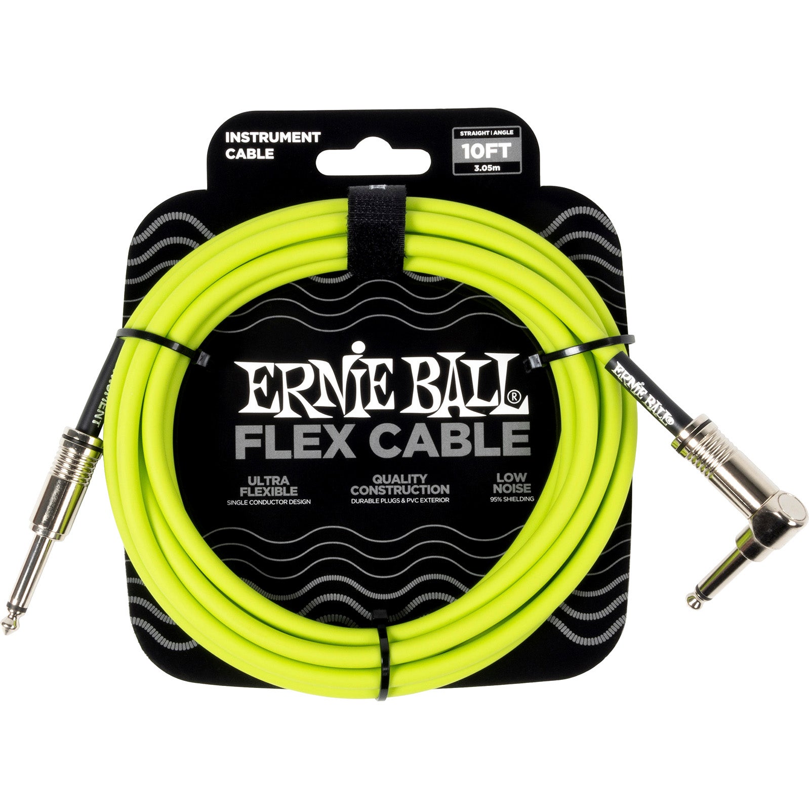 Ernie Ball 6465 Flex 3 meter instrumentkabel geel haaks - recht