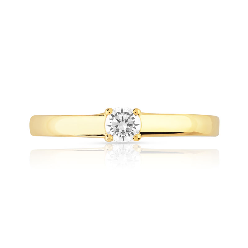 Solitaire or 750 jaune diamant 0,15 carat