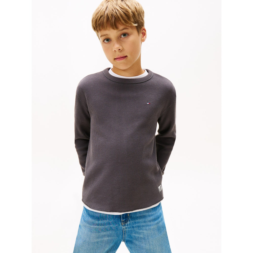 Køb Tommy Hilfiger Washed Black Tetxured Waffle Tee Ls