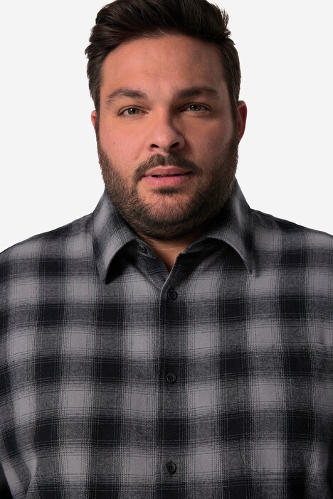 John F. Gee Karo-Flanellhemd, Langarm, Kentkragen, Modern Fit, bis 8 XL