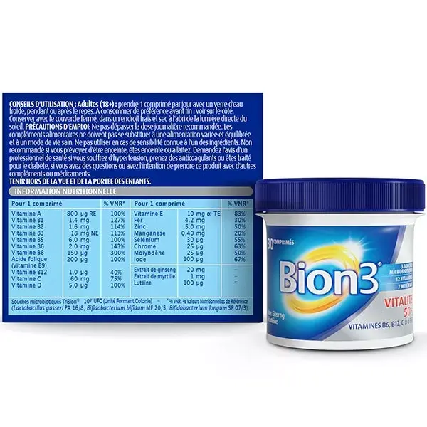 Bion 3 Vitalité 50+ SENIOR Complément Alimentaire Cure 1 mois - 30 comprimés