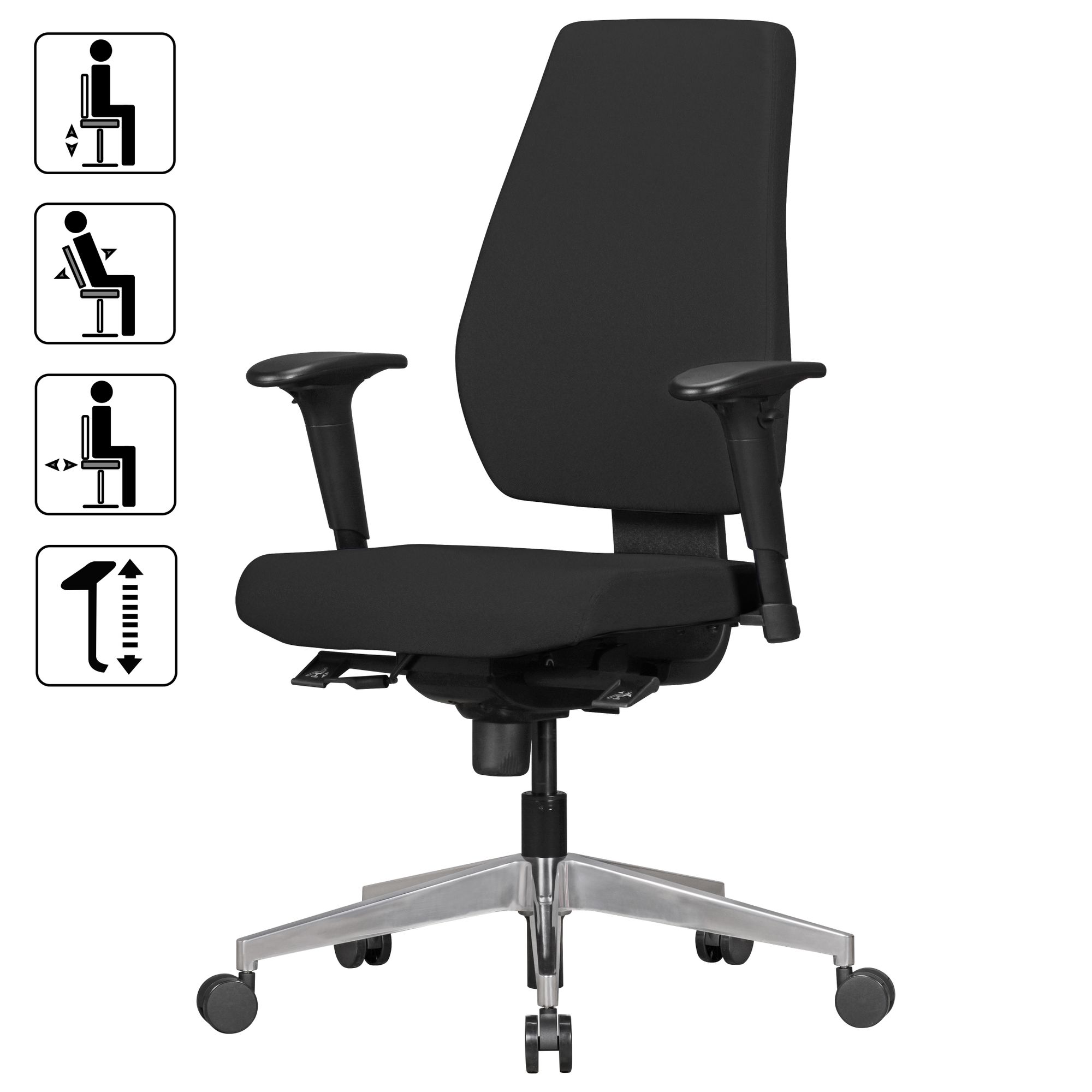 KADIMA DESIGN Bürostuhl Latina: Ergonomisches Design, Lendenwirbelstütze, höhenverstellbare Armlehnen, strapazierfähiger Stoff, Aluminium-Fußkreuz.