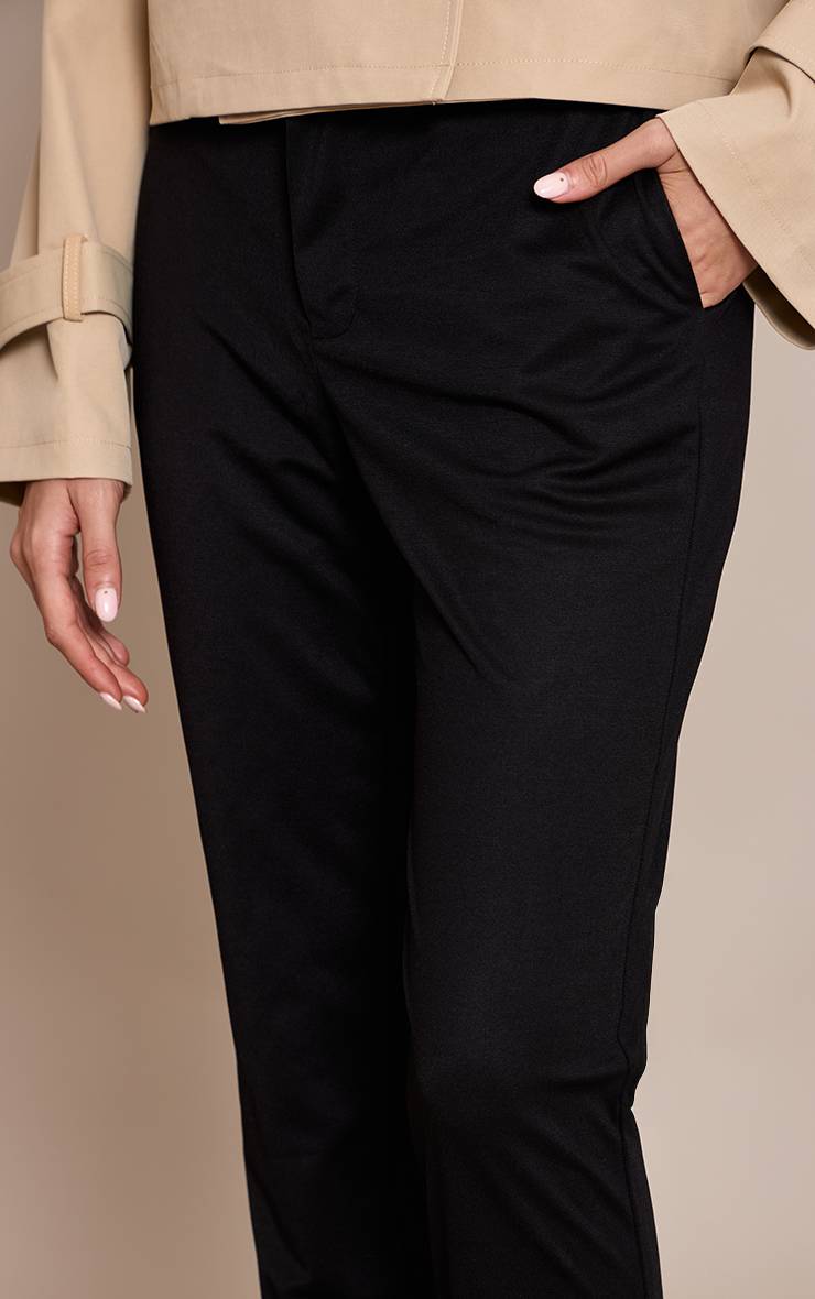 Noir Pantalon Cigarette Taille Mi-haute Ajusté