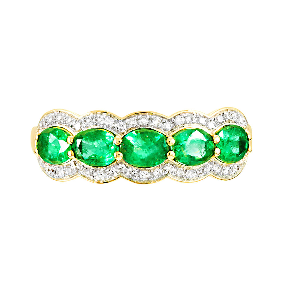 Bague Margaux Or Jaune Emeraude Et Diamant