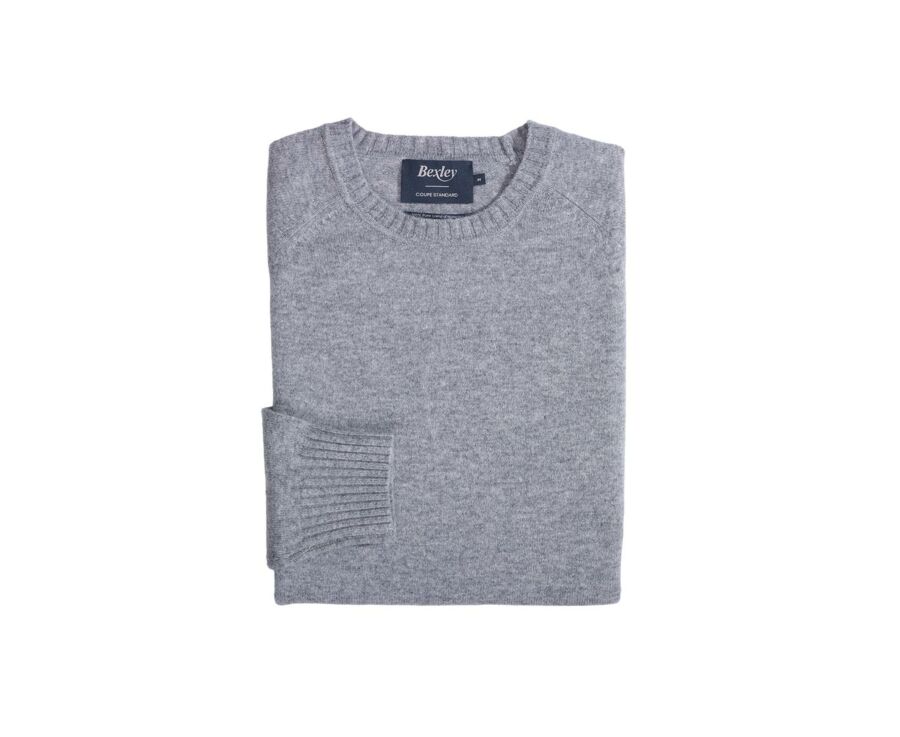 Pull homme en laine col rond Gris chiné - CONNIC