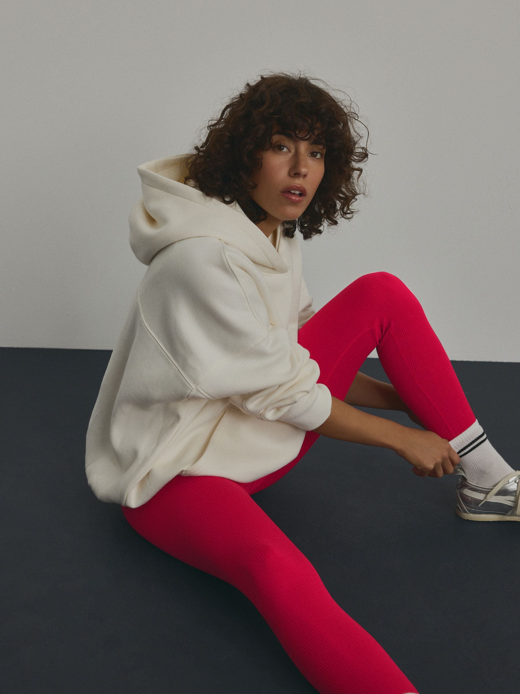 Rood - Geribbelde naadloze legging met hoge taille