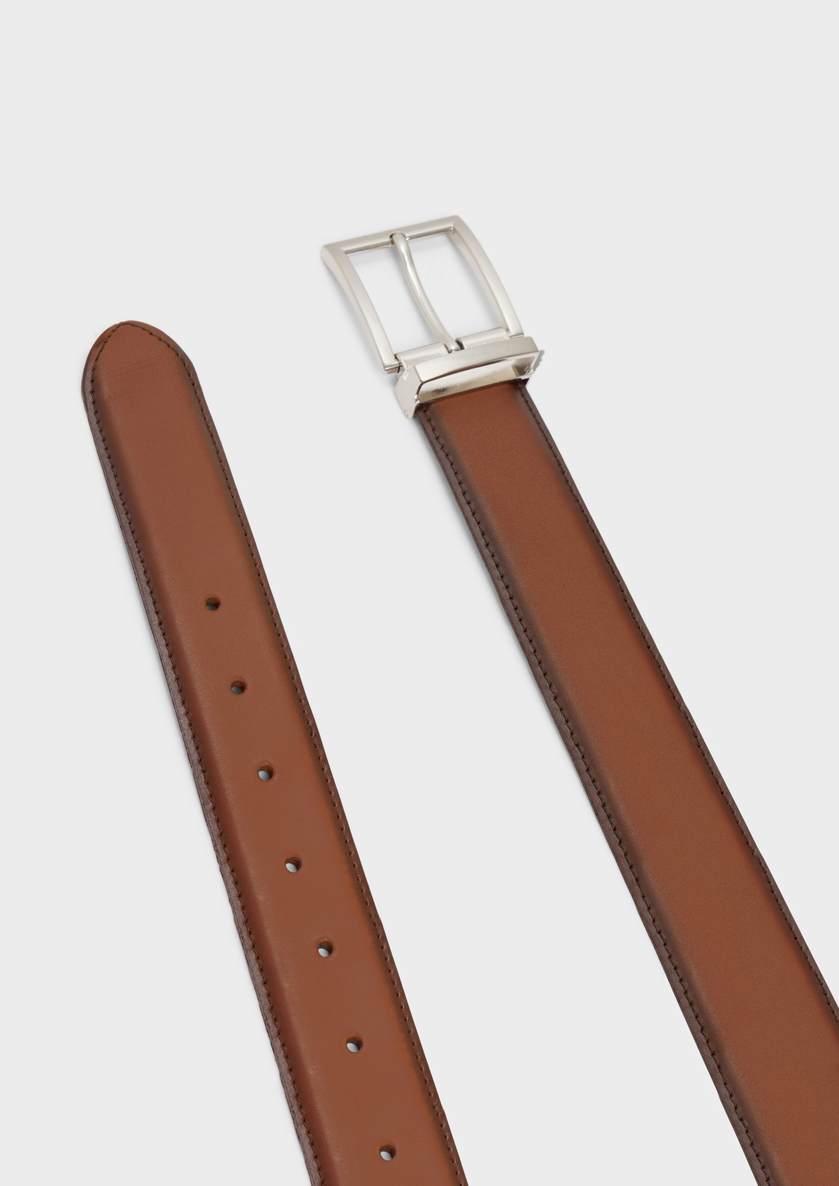 Ceinture ajustable en cuir lisse cognac