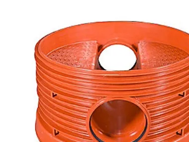 Inspekt.brønd 1000-400mm TP2 - u/tætn.ring. Lige gennemløb og 2x90gr. tilløb for glat rør