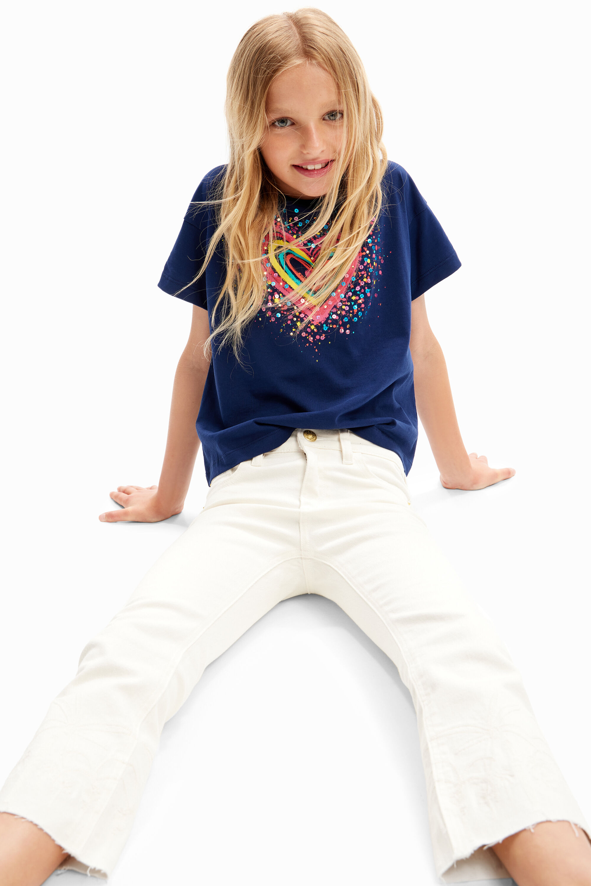 T-shirt cœur paillettes