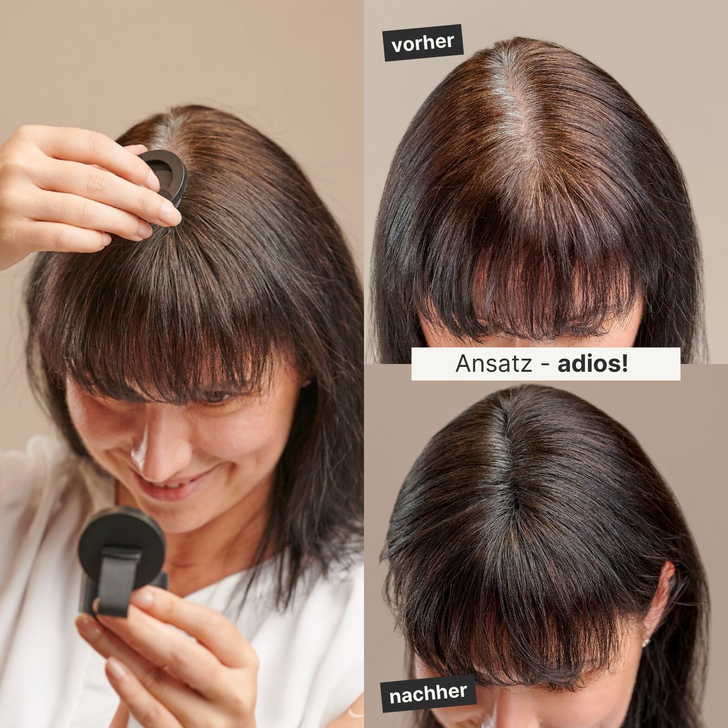 IMPERIO® Ansatzpuder - kaschiert herauswachsende Ansätze & kahle Stellen im Haar