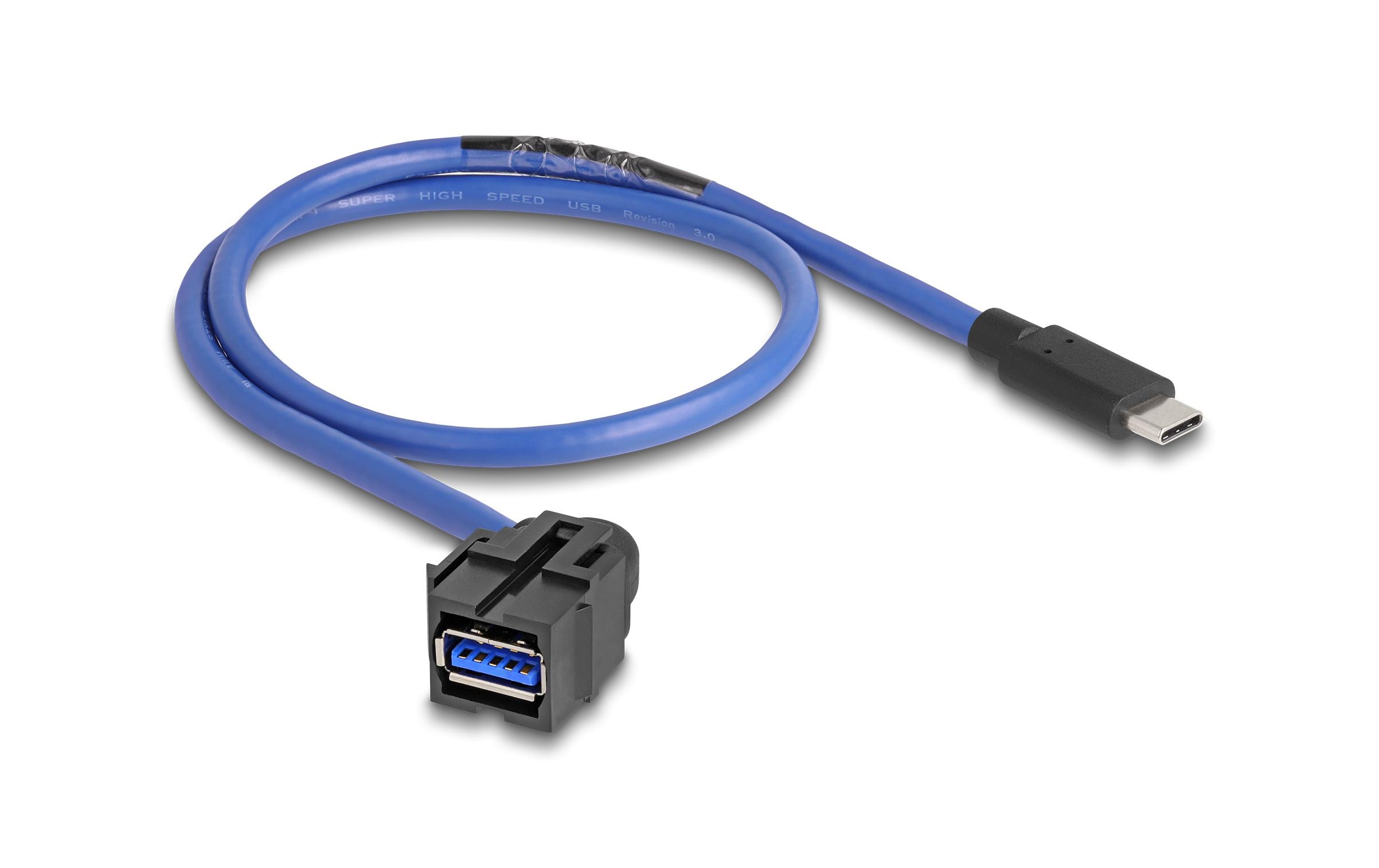 Keystone-Modul USB 5 Gbps A zu USB Type-CDelock Keystone Modul USB 5 Gbps A Buchse zu USB Type-C Stecker mit Kabel