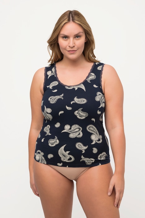 Tanktops, 2er-Pack, Paisley, Spitze, Rundhals, ärmellos