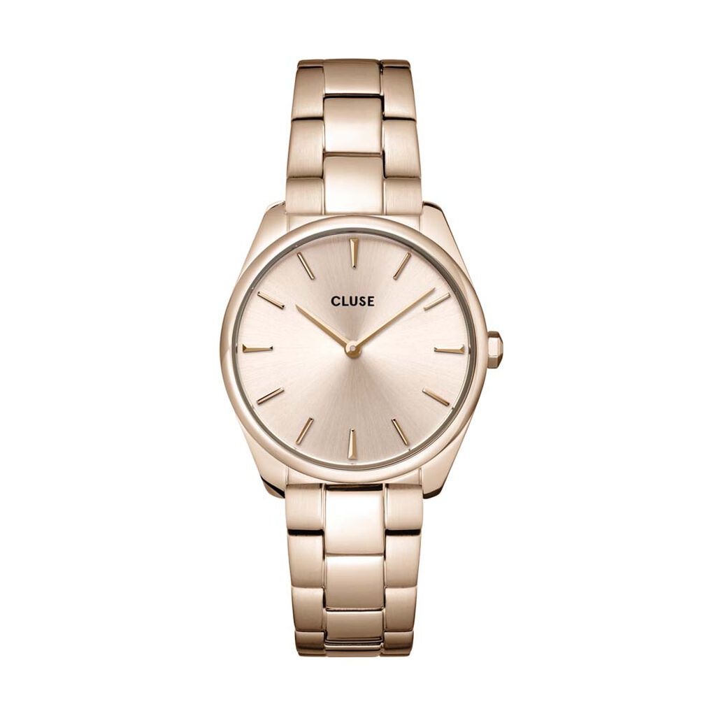 Montre Cluse Feroce Petite Acier Acier Dore Rose
