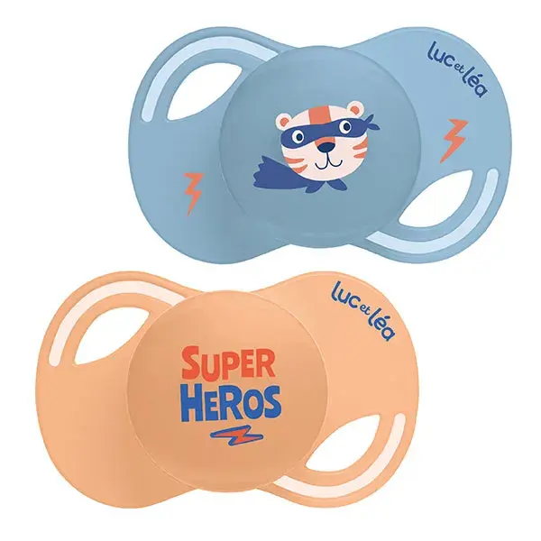 Luc et Léa Collection 2 Sucettes Anatomiques Tetine Extra-slim +18 mois Heros