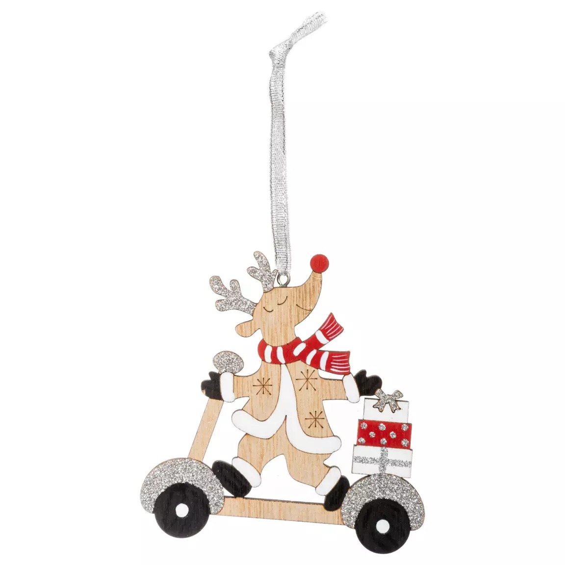 Renne à suspendre (H20 cm) Trottinette en bois Naturel
