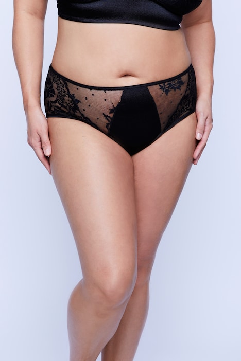 High waist Slip, Ouvert Öffnung, Satin und Spitze