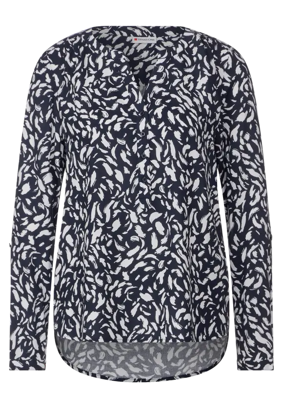 Print Viskosebluse - deep blue