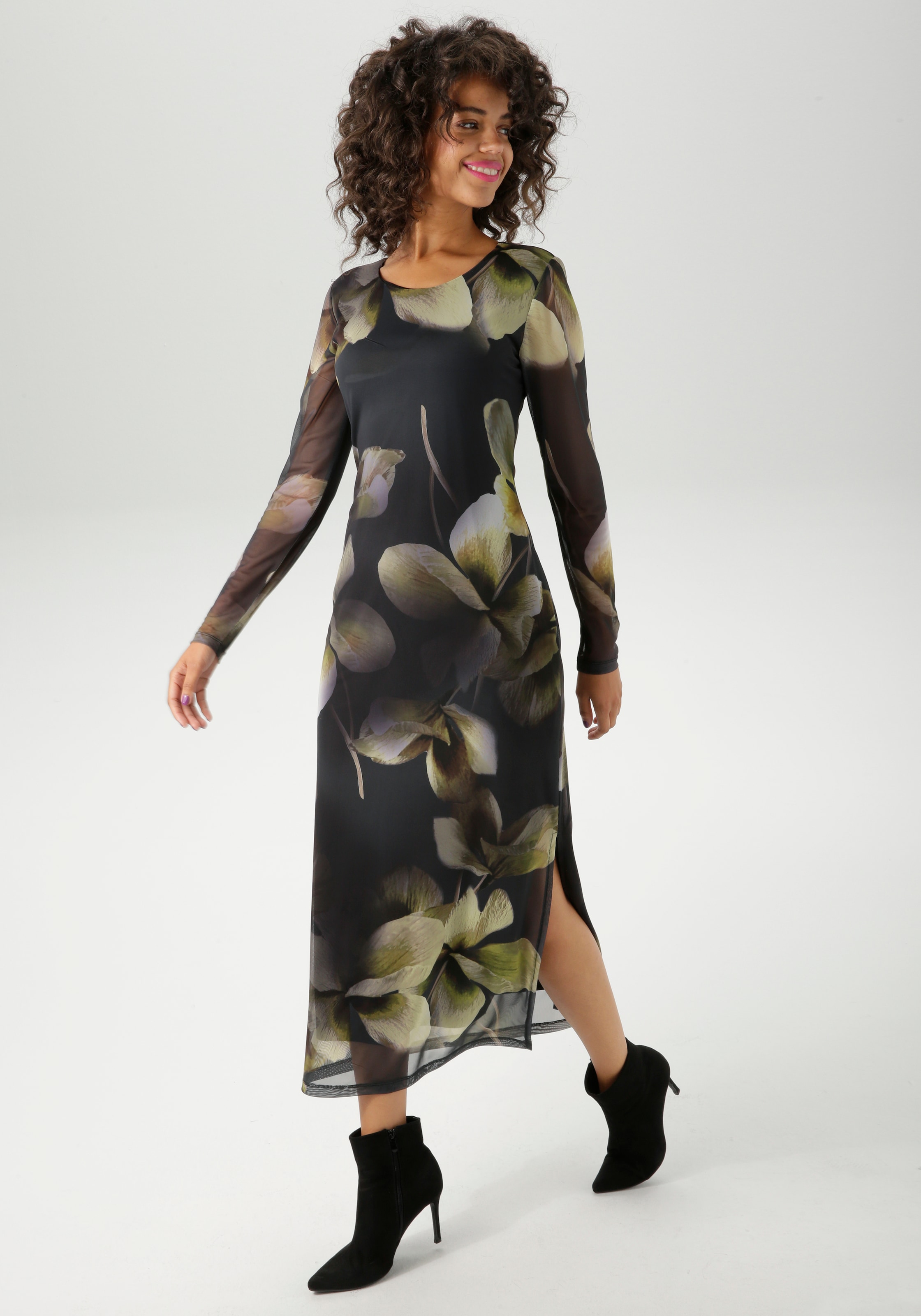 Aniston CASUAL Maxikleid mit grossflächigen Batik-Blüten bedruckt - NEUE KOLLEKTION