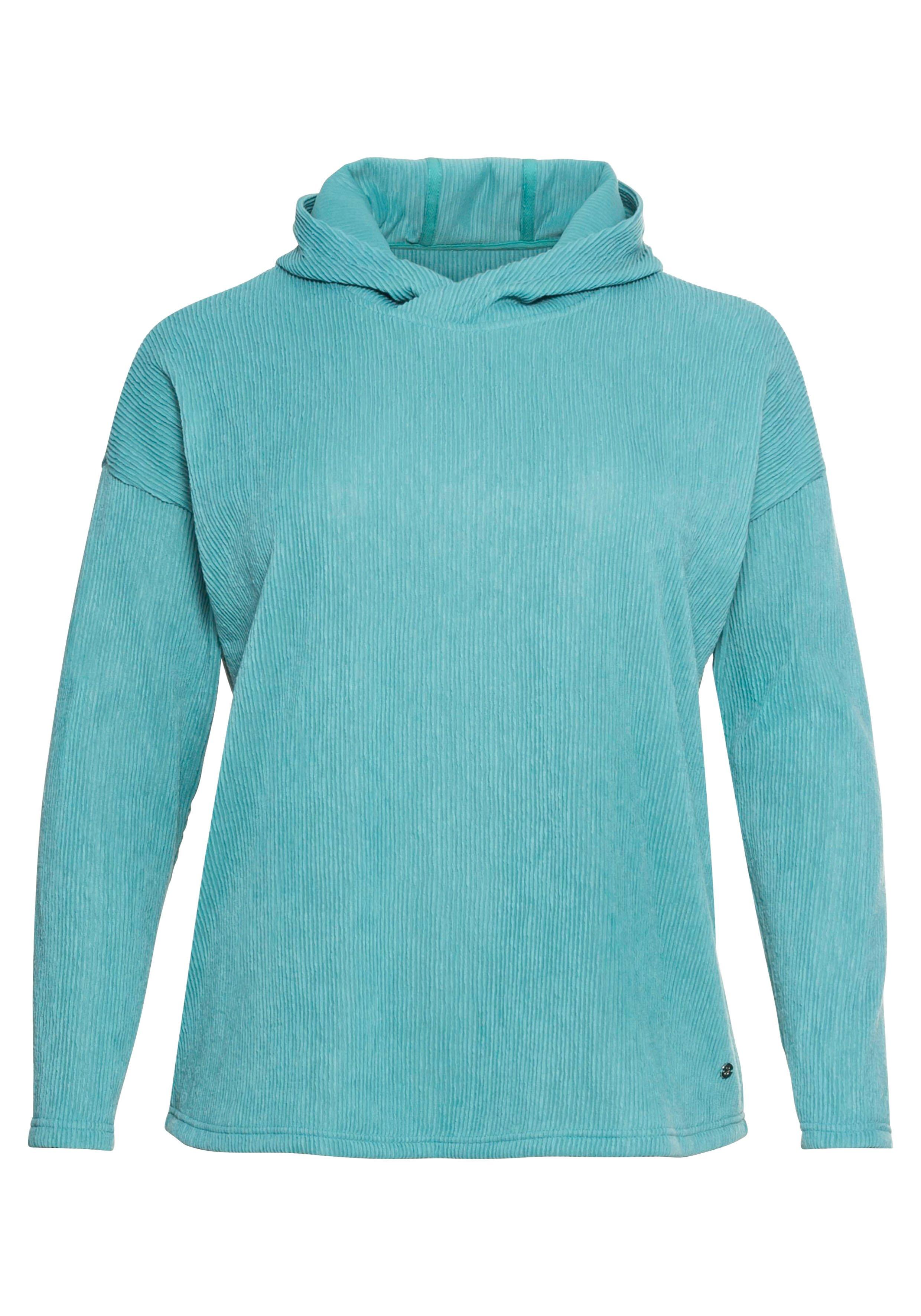 Langarmshirt in strukturierter Optik, mit Kapuze