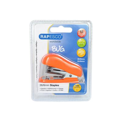 Rapesco - Mini Agrafeuse BUG + 1000 agrafes 24/6 - orange