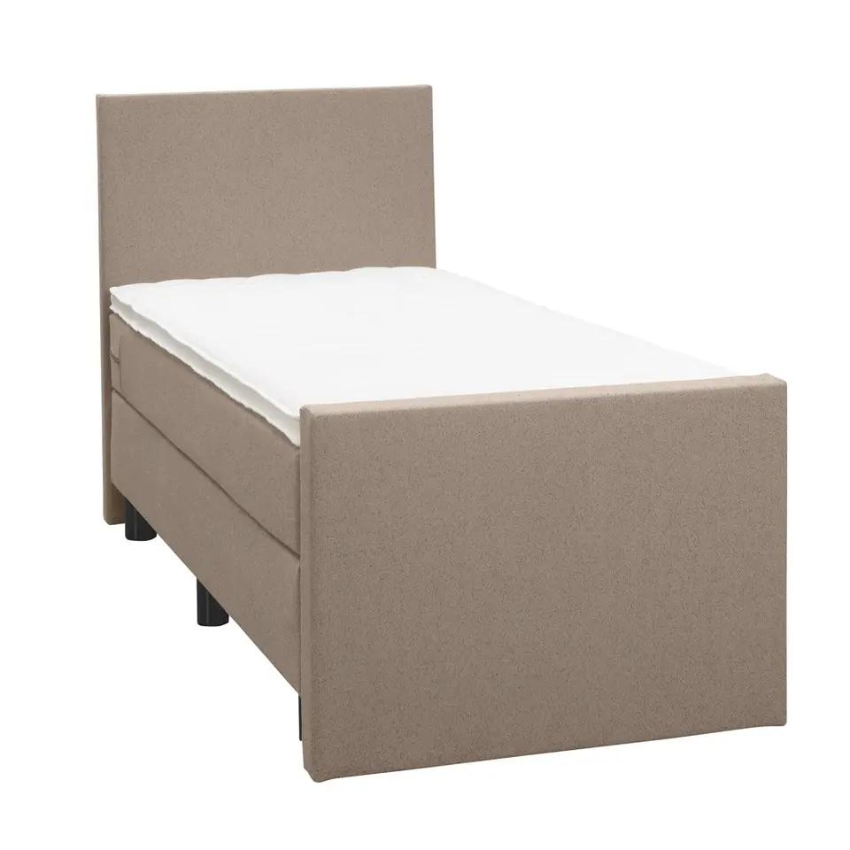Boxspring met voetbord Liv egaal - beige - 90x200 cm - ronde poot
