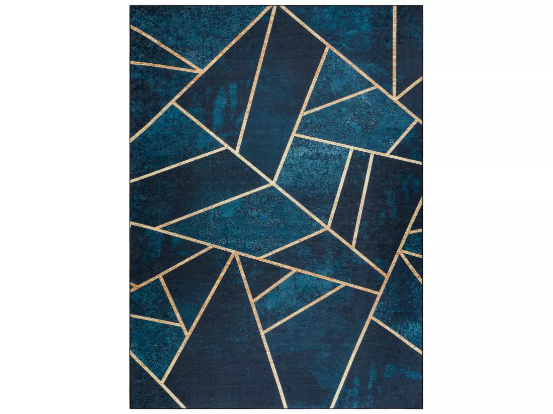 Tapis lavable ANDRE 1173 mosaïque, géométrique antidérapant - turq 120x170 cm