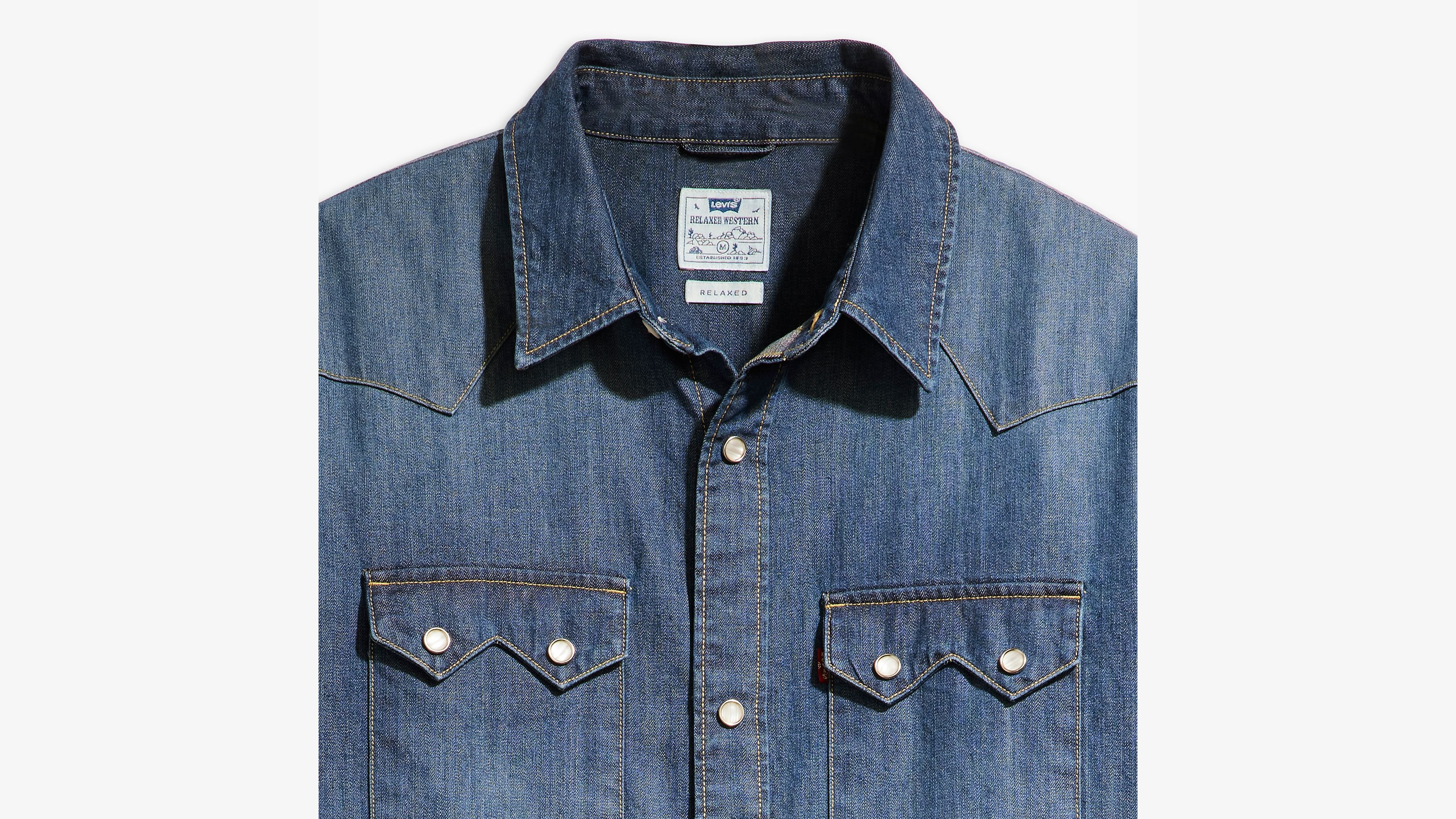Chemise Western Sawtooth Relaxed - Hanson Med Indigo - Bleu