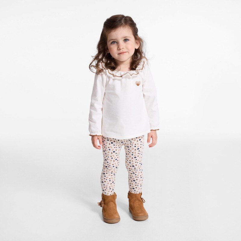 T-shirt col volanté blanc bébé fille Blanc