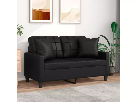 Canapé 2 places avec oreillers décoratifs noir 120cm similicuir