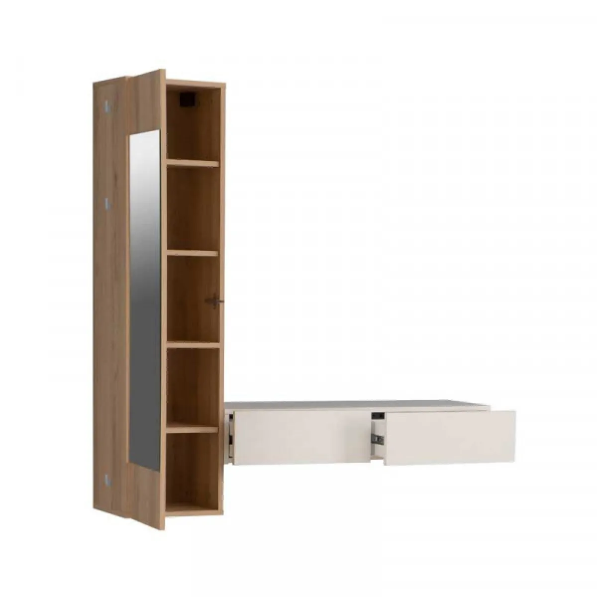 dansmamaison Meuble d'entrée LEGA - Chêne & Blanc mat