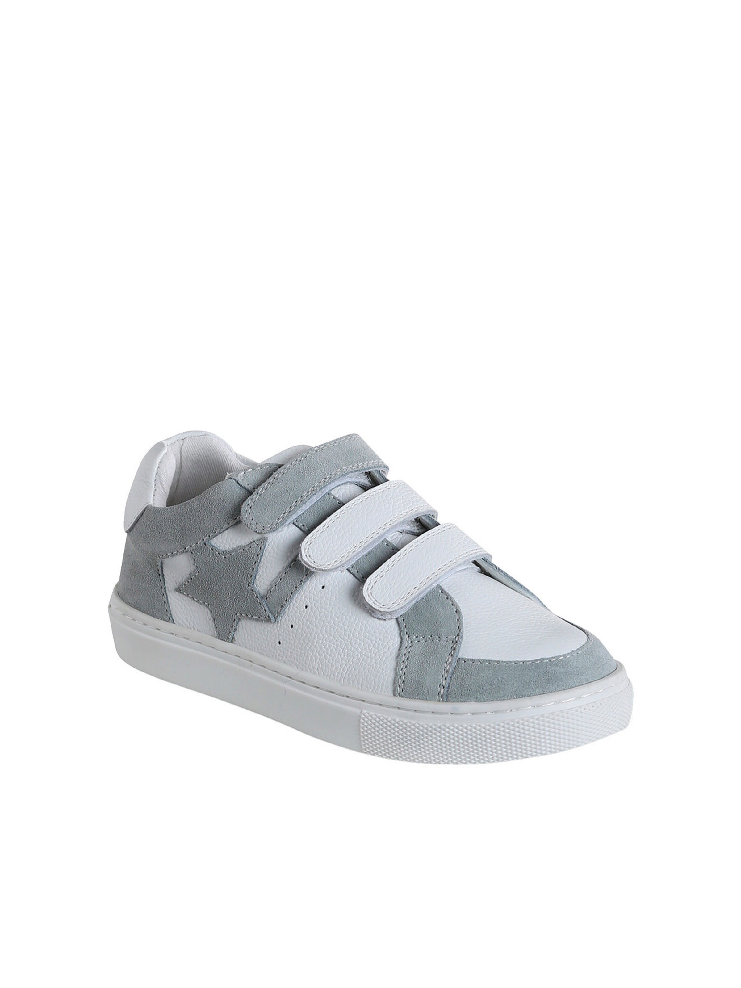Vertbaudet Kinder Ledersneakers mit Klettverschluss weiß