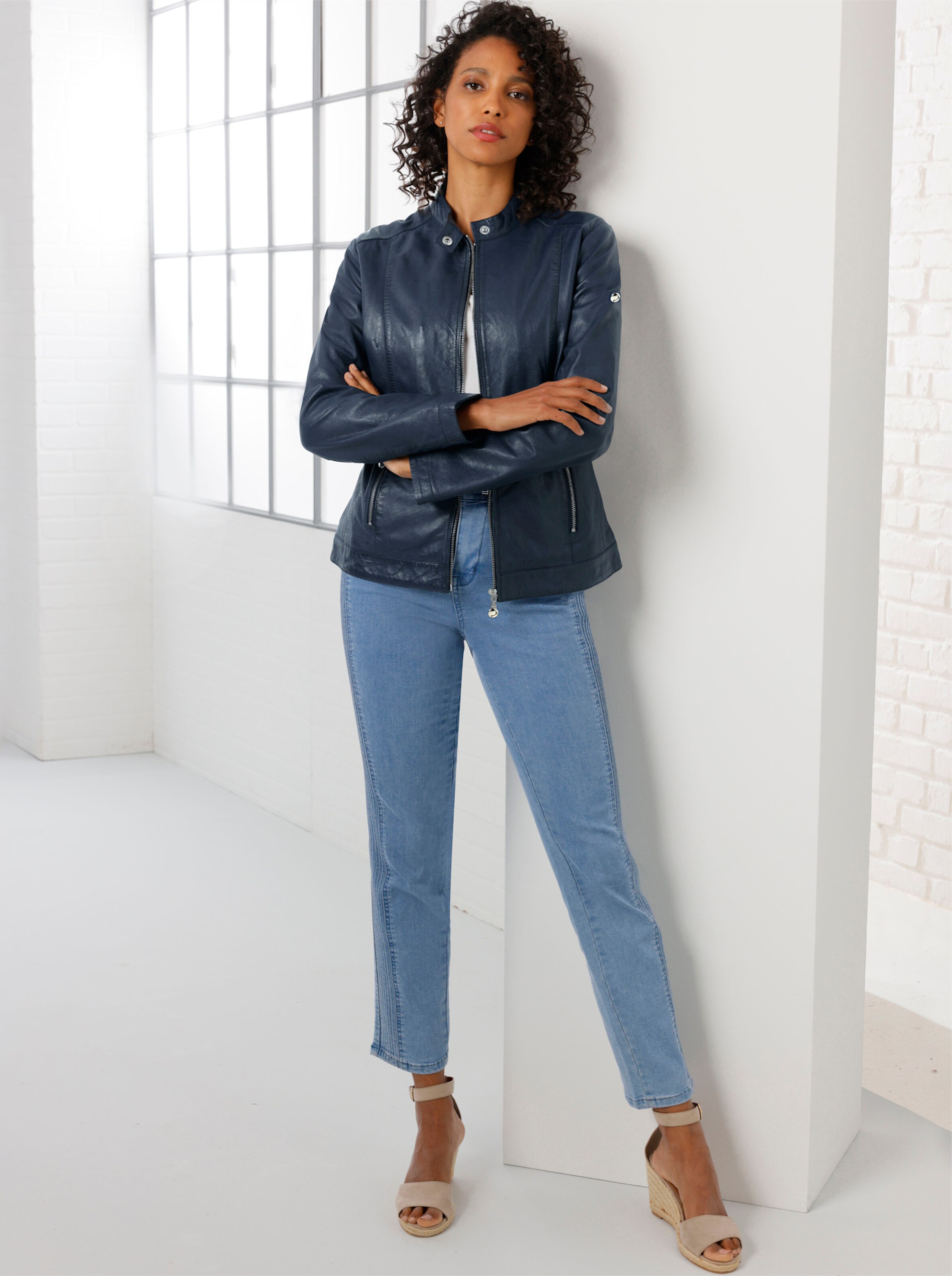 CREATION L PREMIUM Stretch-Jeans in blue-bleached