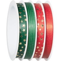 Bolduc sur bobine multiple, 4 rubans, rouge/vert