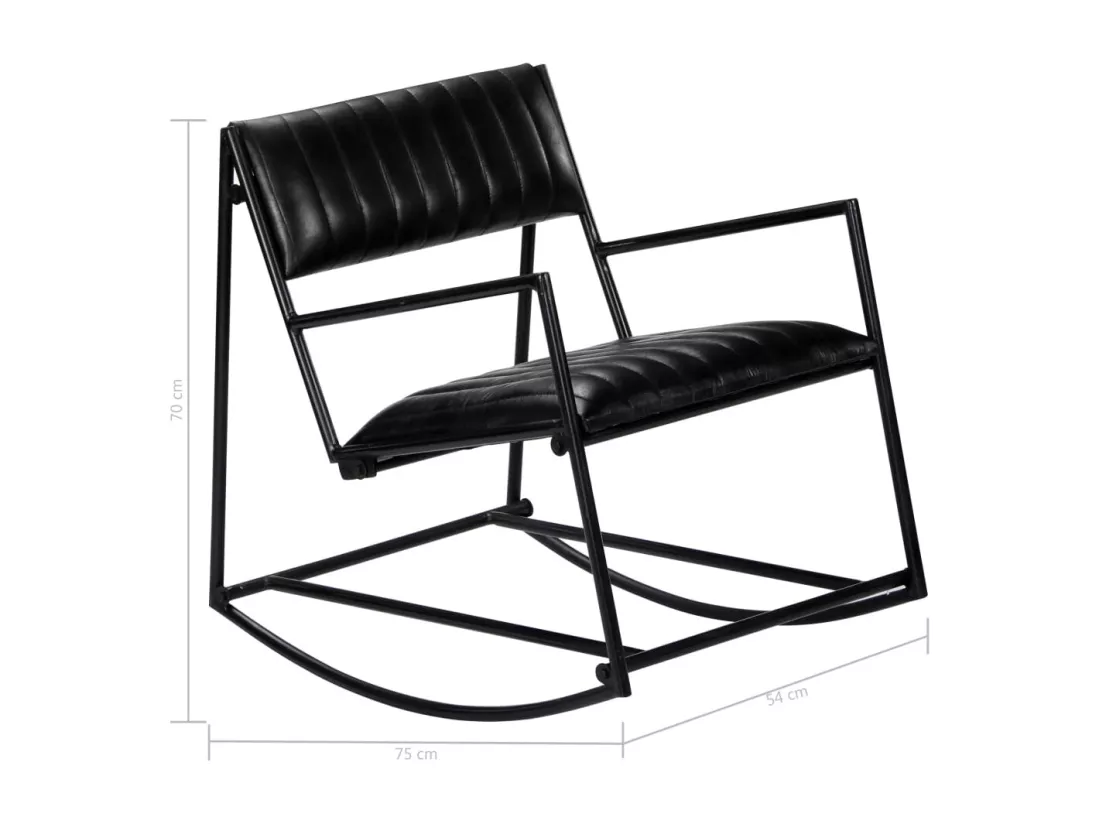 Chaise à bascule Noir Cuir véritable