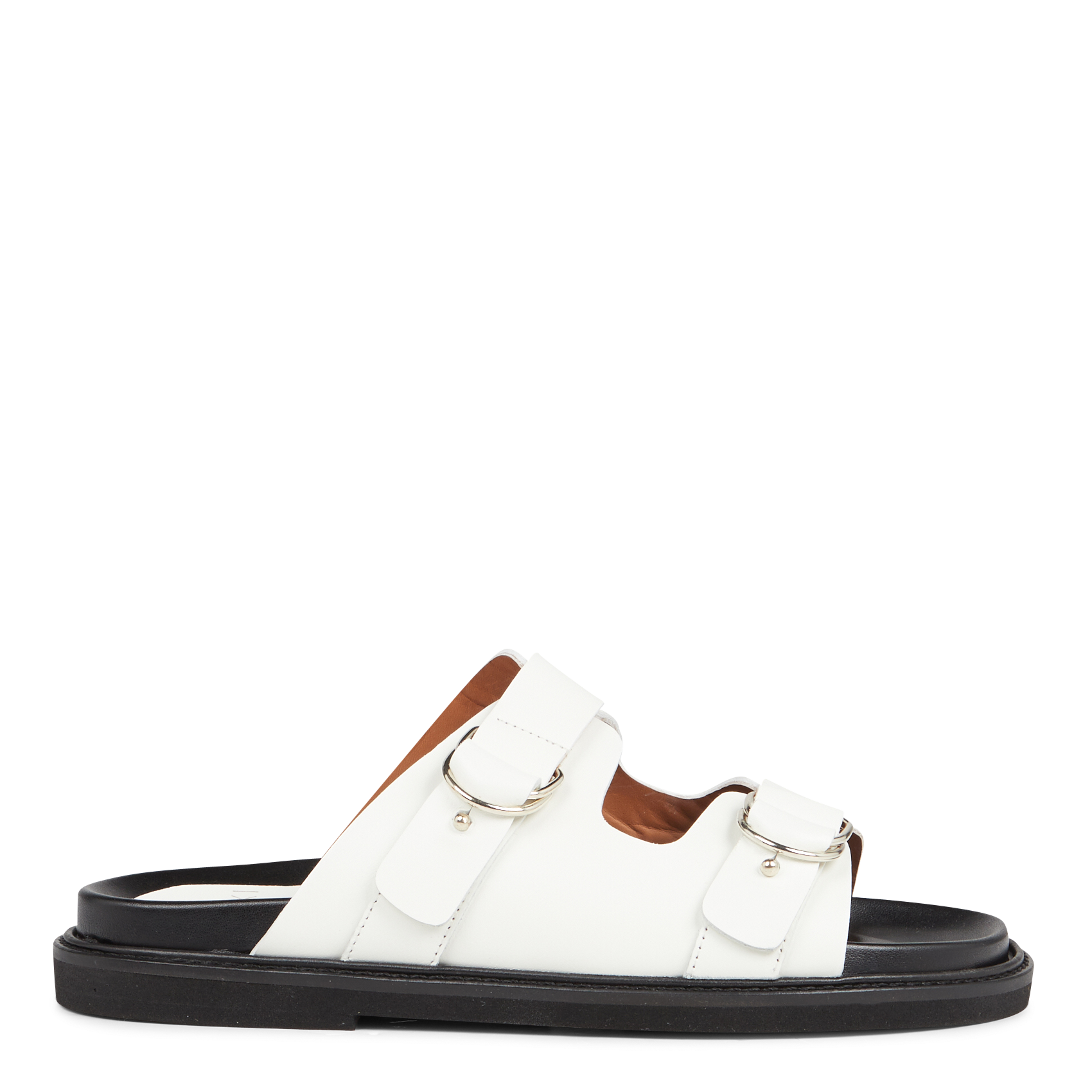 NOELIA - Mules plates en cuir effet croco | Blanc