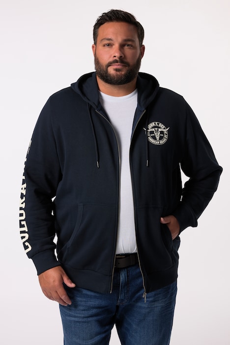John F. Gee Hoodiejacke, Ärmelprint, Kängurutasche, bis 8 XL