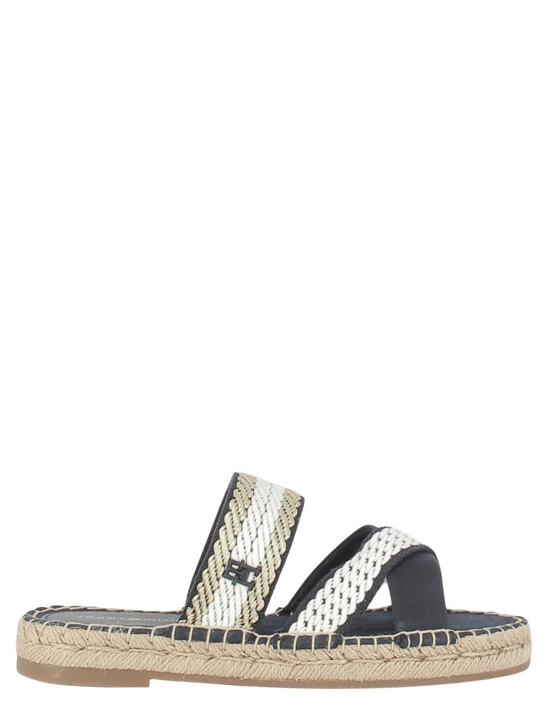 tommy hilfiger Mules femme golden webbing sandal noir/blanc