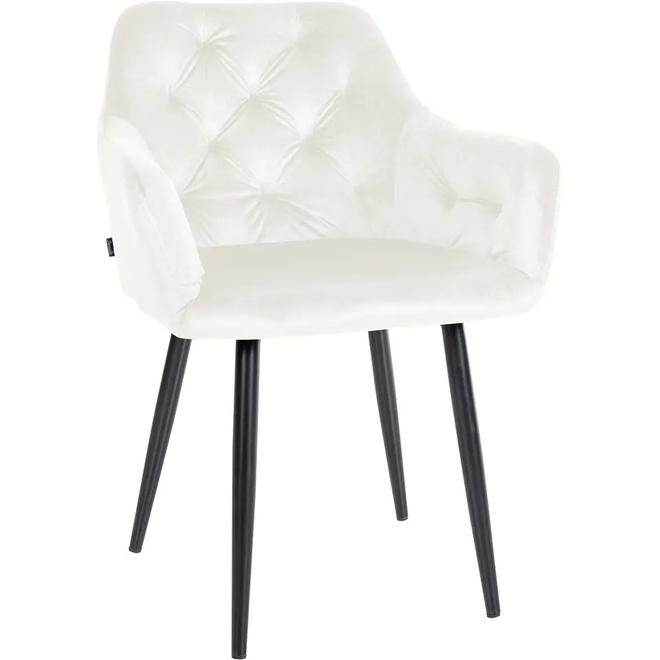 CLP Eetkamerstoel Stanley zwart Frame - Fluweel - creme