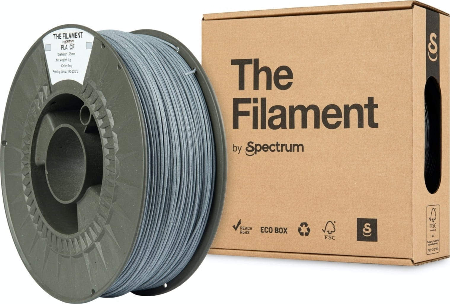The Filament  PLA CF Grey, 1,75 mm / 1000 g    Kohlefaserverstärktes PLA in Grey
