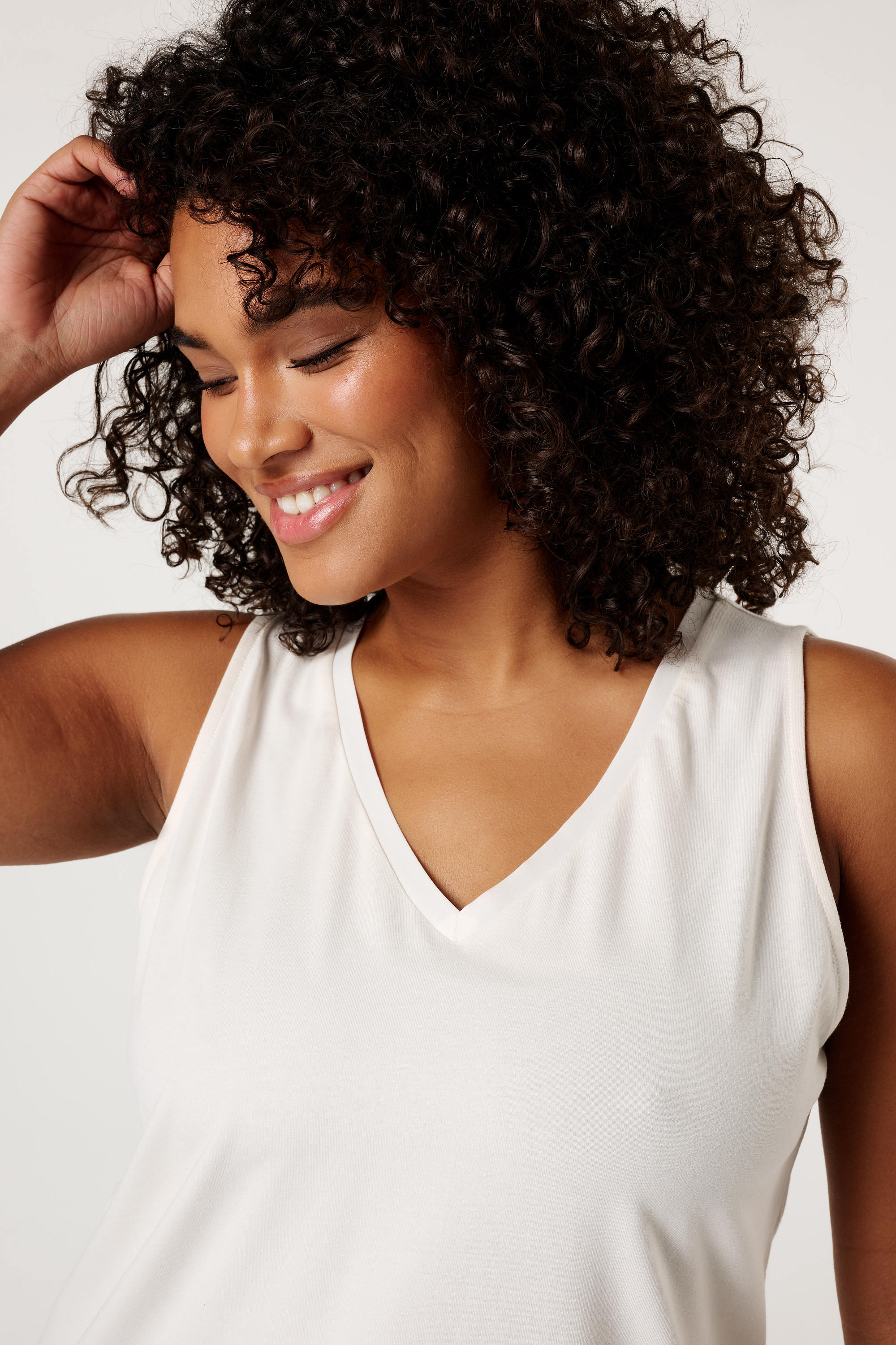 Top met V-hals Cream