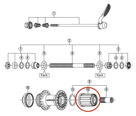 Corps de Roue Libre Shimano FH-C201 8V