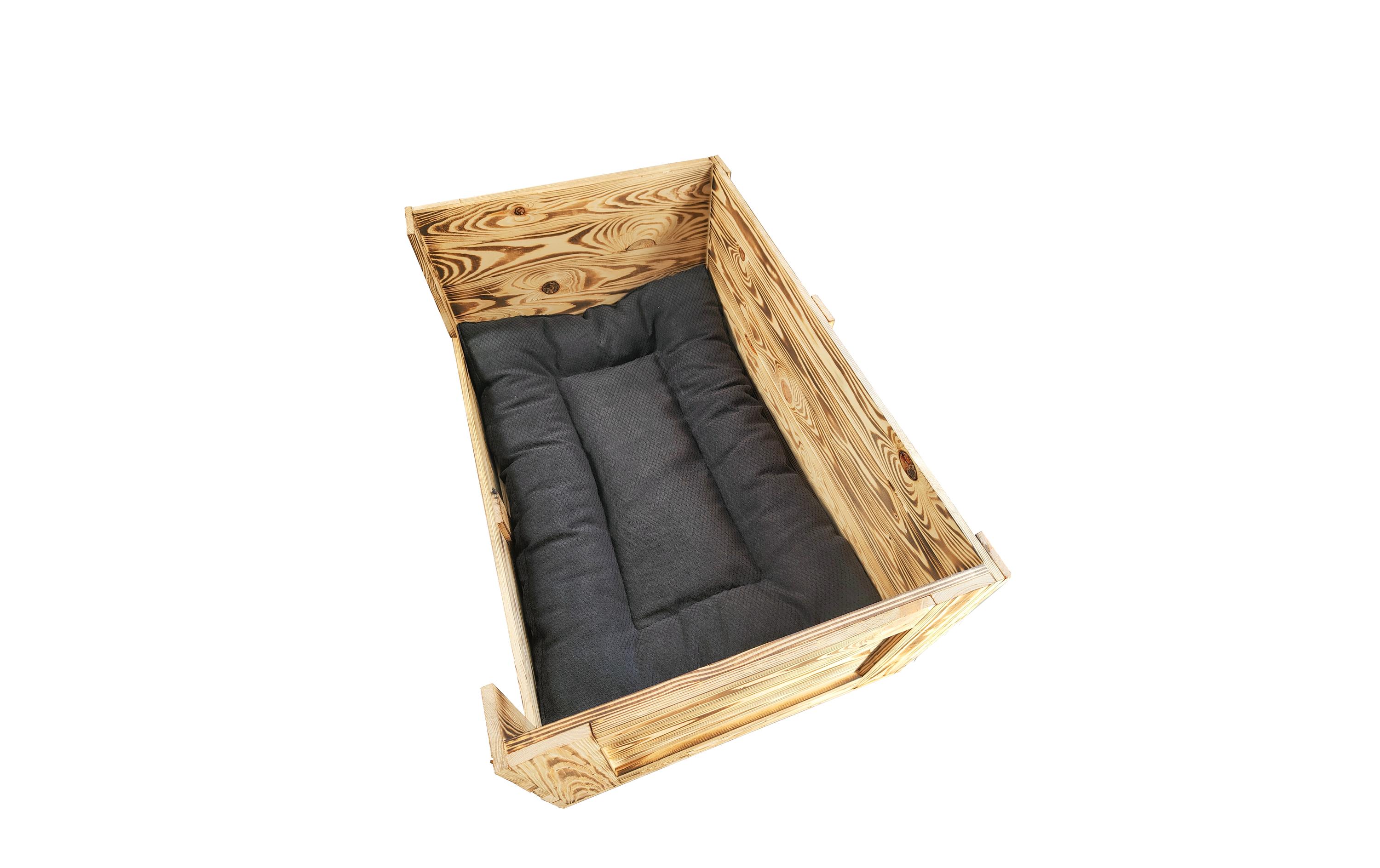 Hunde-Sofa Vintage geflammt, 90 x 57 x 42 cm<br>Liegeplatz aus Holzharasse