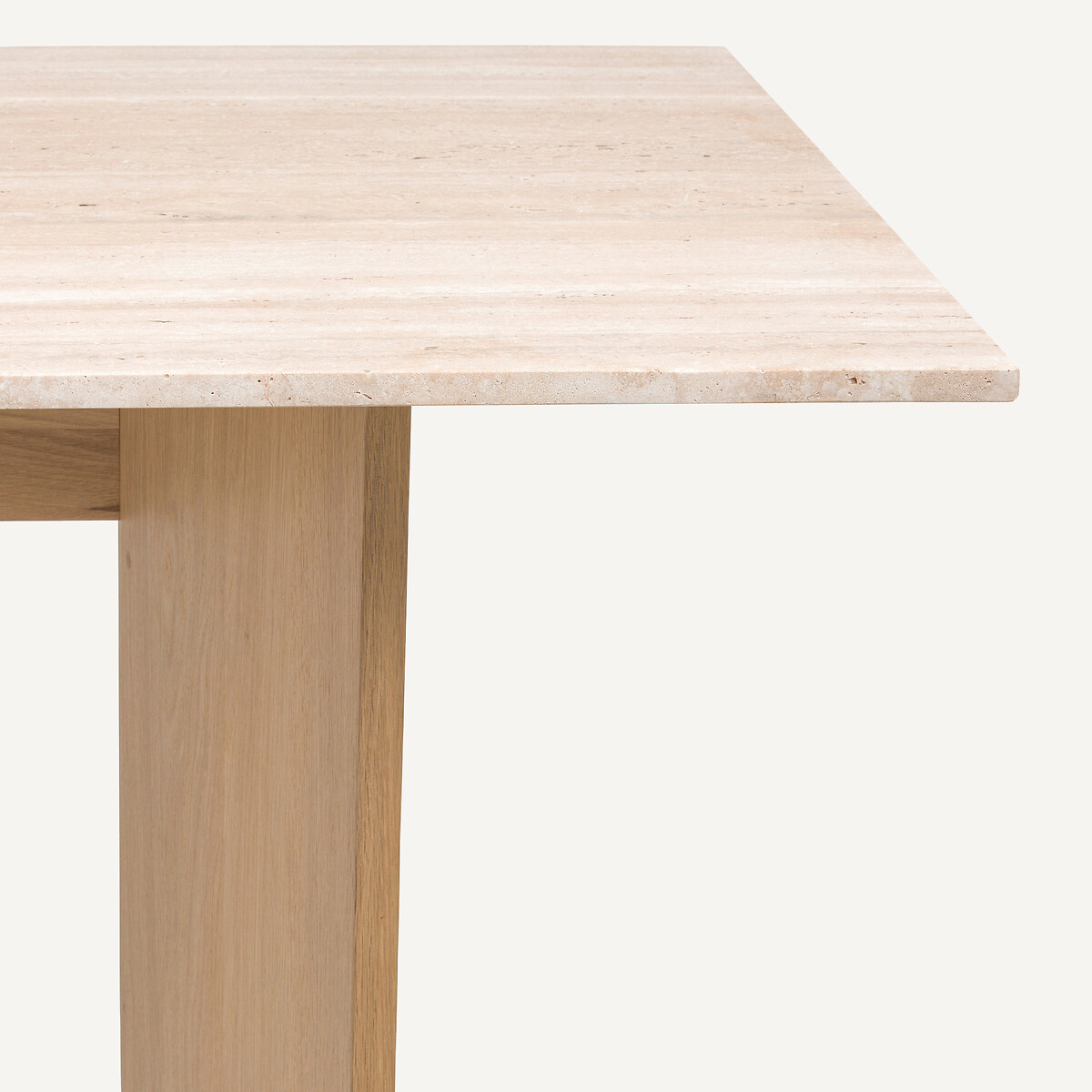 AM.PM<br>Mesa de travertino em carvalho maciço, branqueado, Mindo